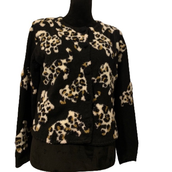 Michael Simon Sz Med Lux Animal Print Jeweled Cardigan Sweater Vintage 1999 EUC - Picture 9 of 10